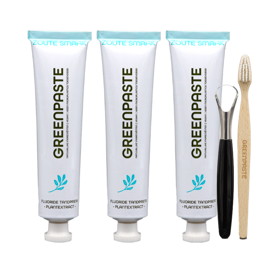 Plantextract zoute smaak met tongschraper & tandenborstel - Gratis verzending